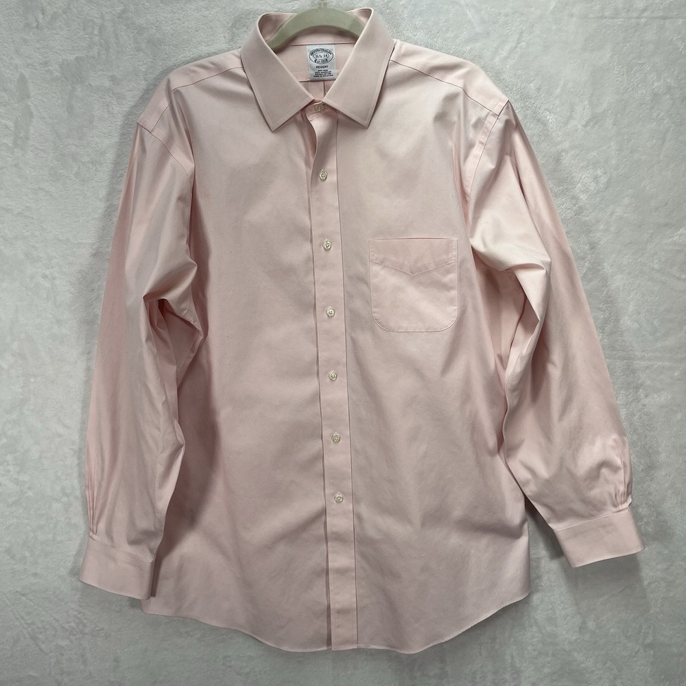Brooks Brothers Regent Button Down Shirt Men 16.5-34 Supima Cotton Non-Iron Pink